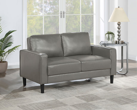 Ruth Upholstered Track Arm Loveseat Grey - Tampa Furniture Outlet