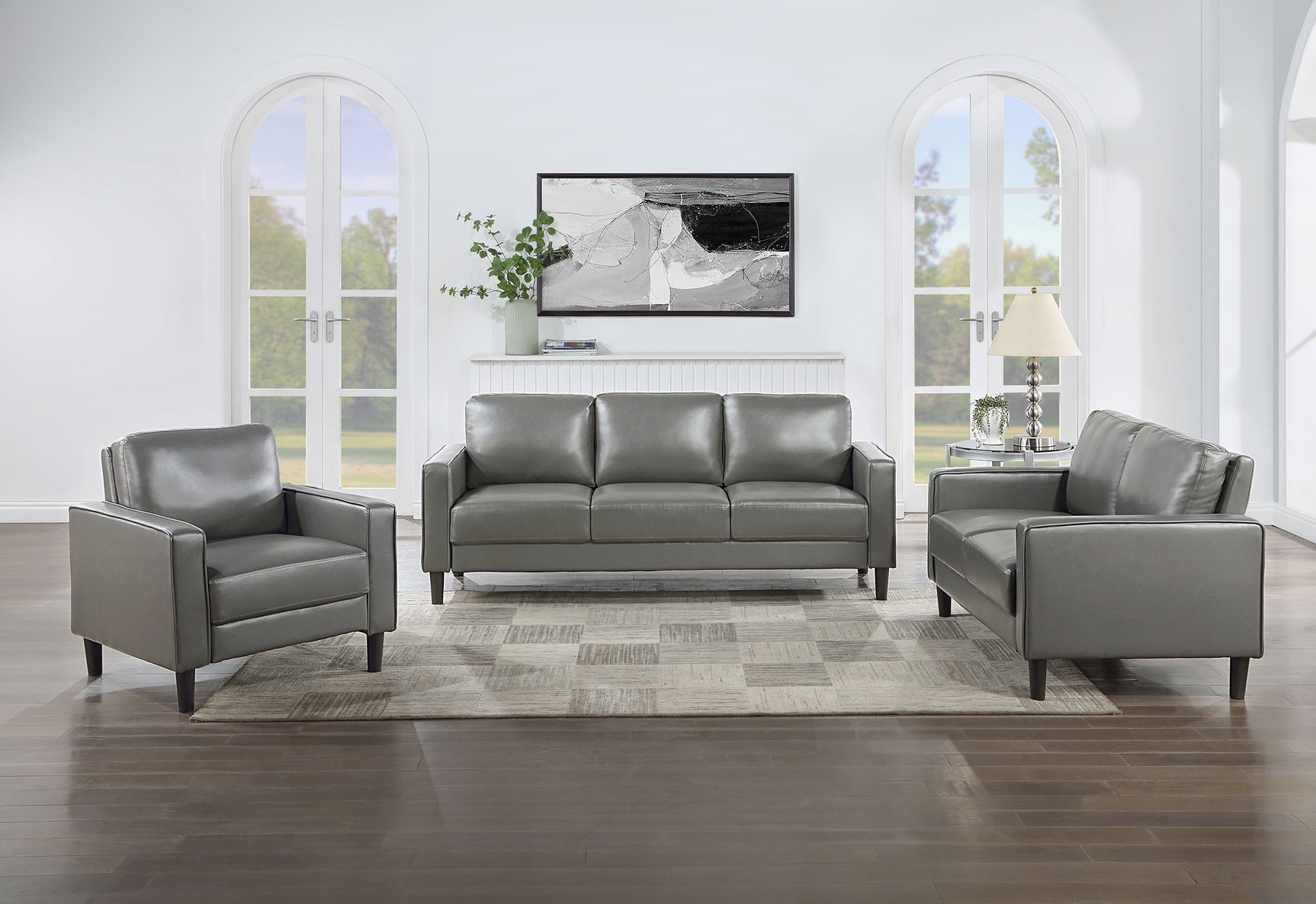 Ruth Upholstered Track Arm Loveseat Grey - Tampa Furniture Outlet