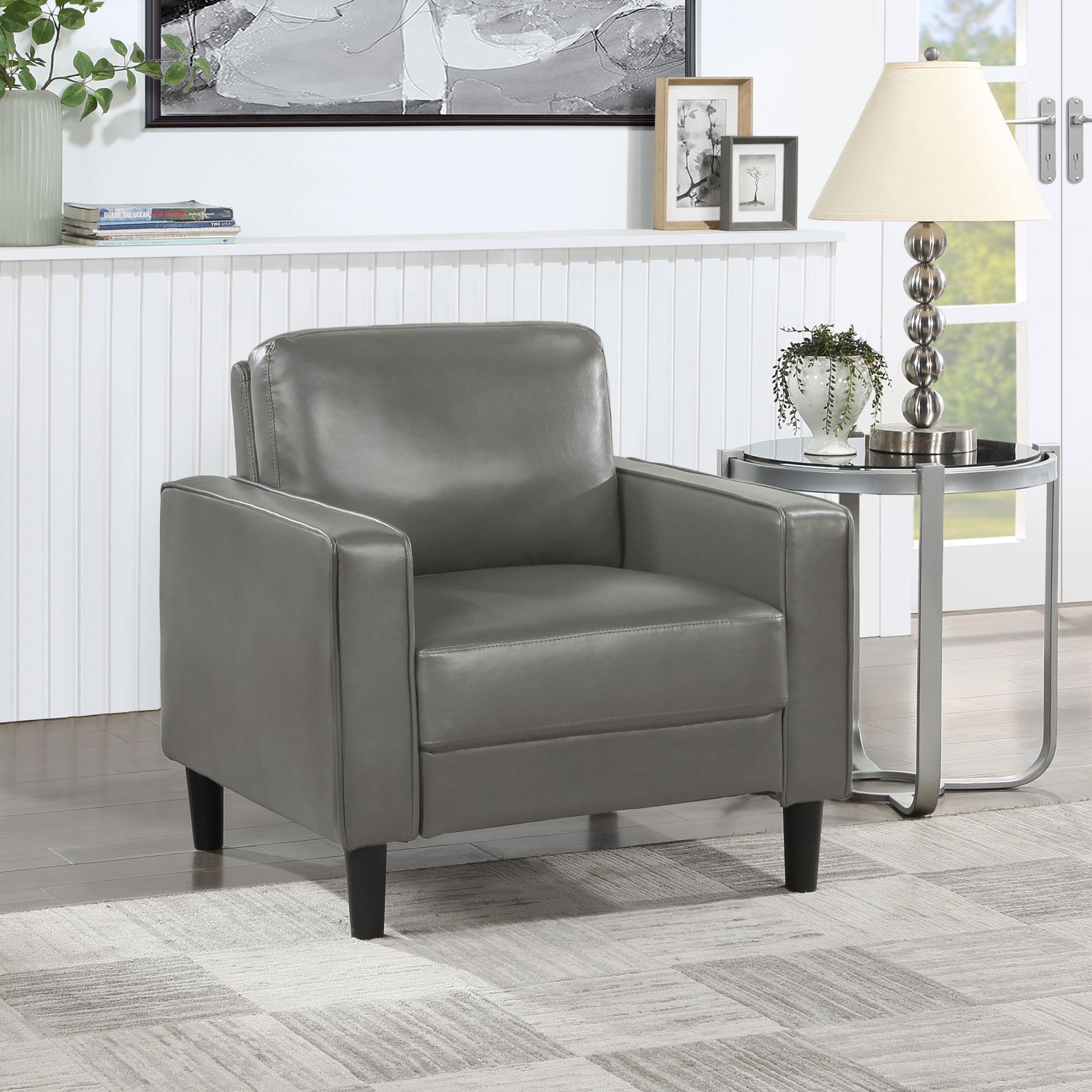 Ruth Upholstered Track Arm Accent Chair Grey - Tampa Furniture Outlet