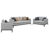 Apperson 3-piece Upholstered Track Arm Sofa Set Light Grey - Tampa Furniture Outlet