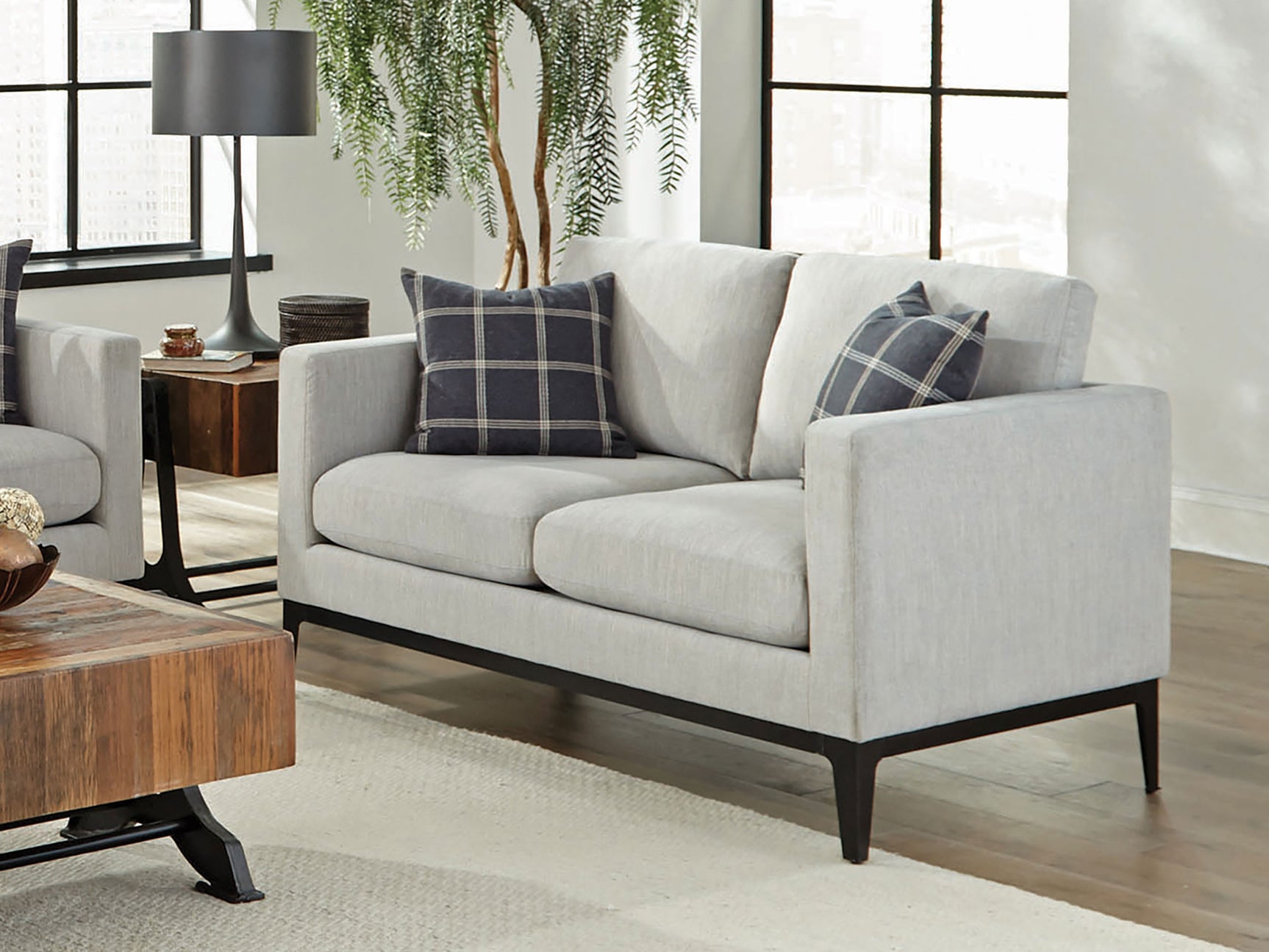 Apperson Upholstered Track Arm Loveseat Light Grey - Tampa Furniture Outlet