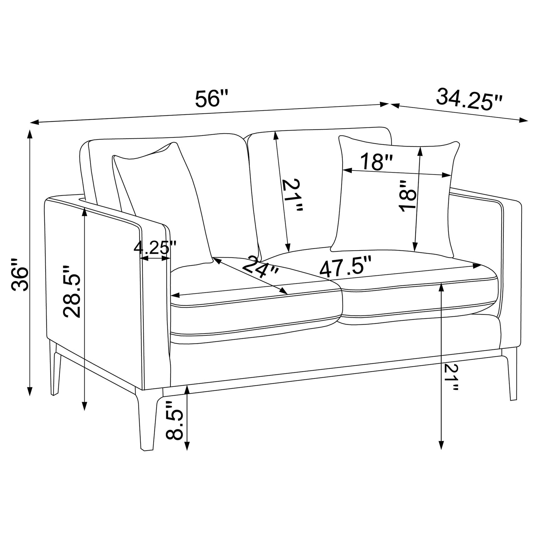 Apperson Upholstered Track Arm Loveseat Light Grey - Tampa Furniture Outlet