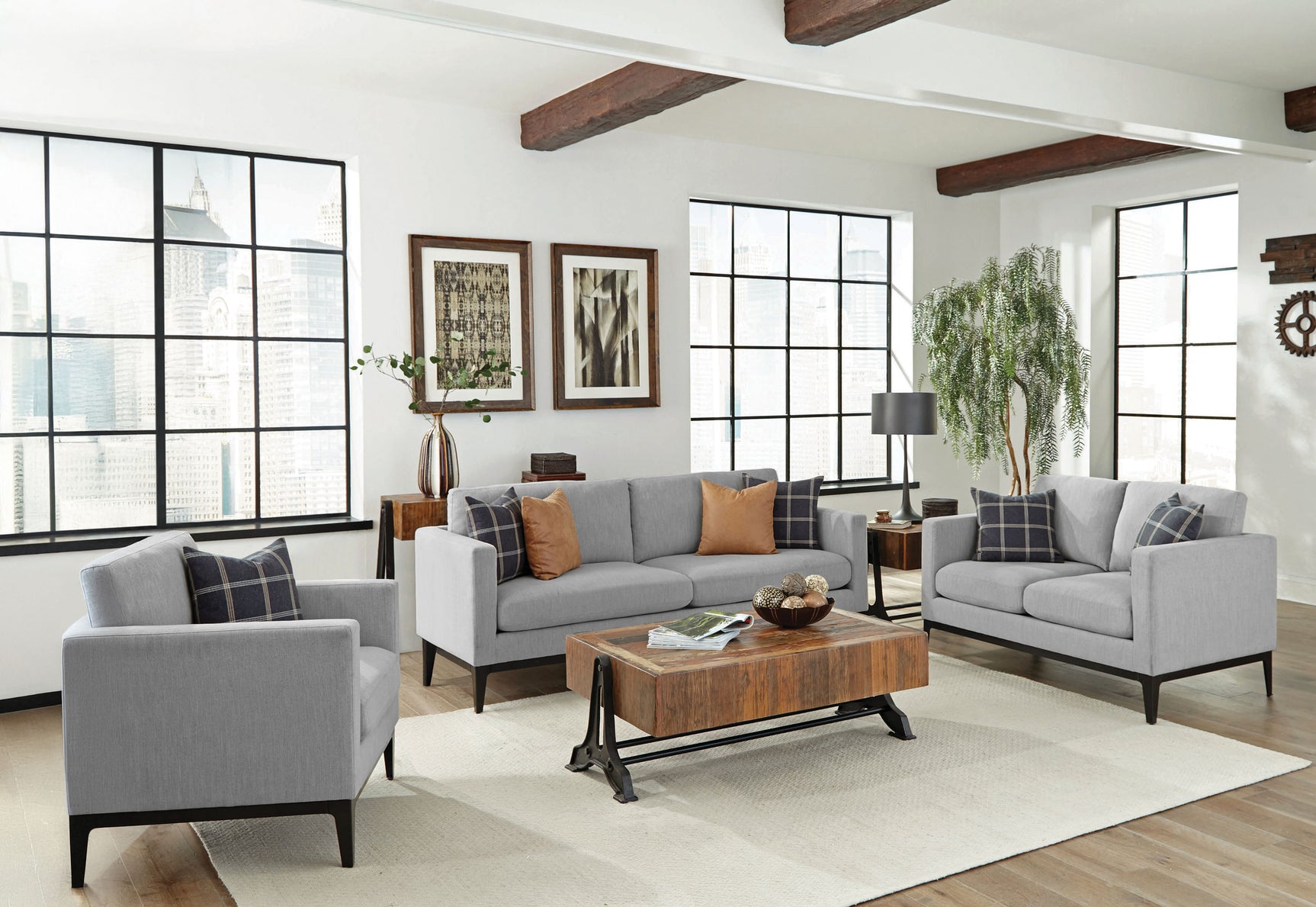 Apperson Upholstered Track Arm Loveseat Light Grey - Tampa Furniture Outlet
