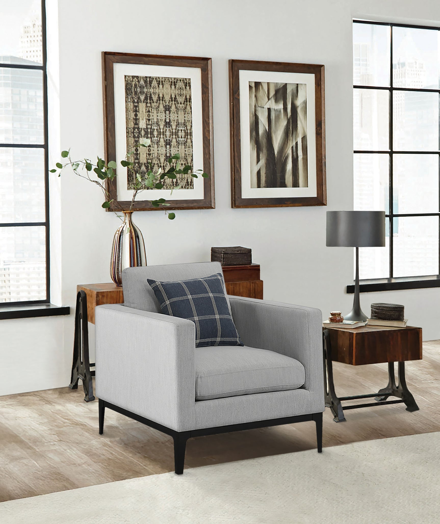Apperson Upholstered Track Arm Accent Chair Light Grey - Tampa Furniture Outlet