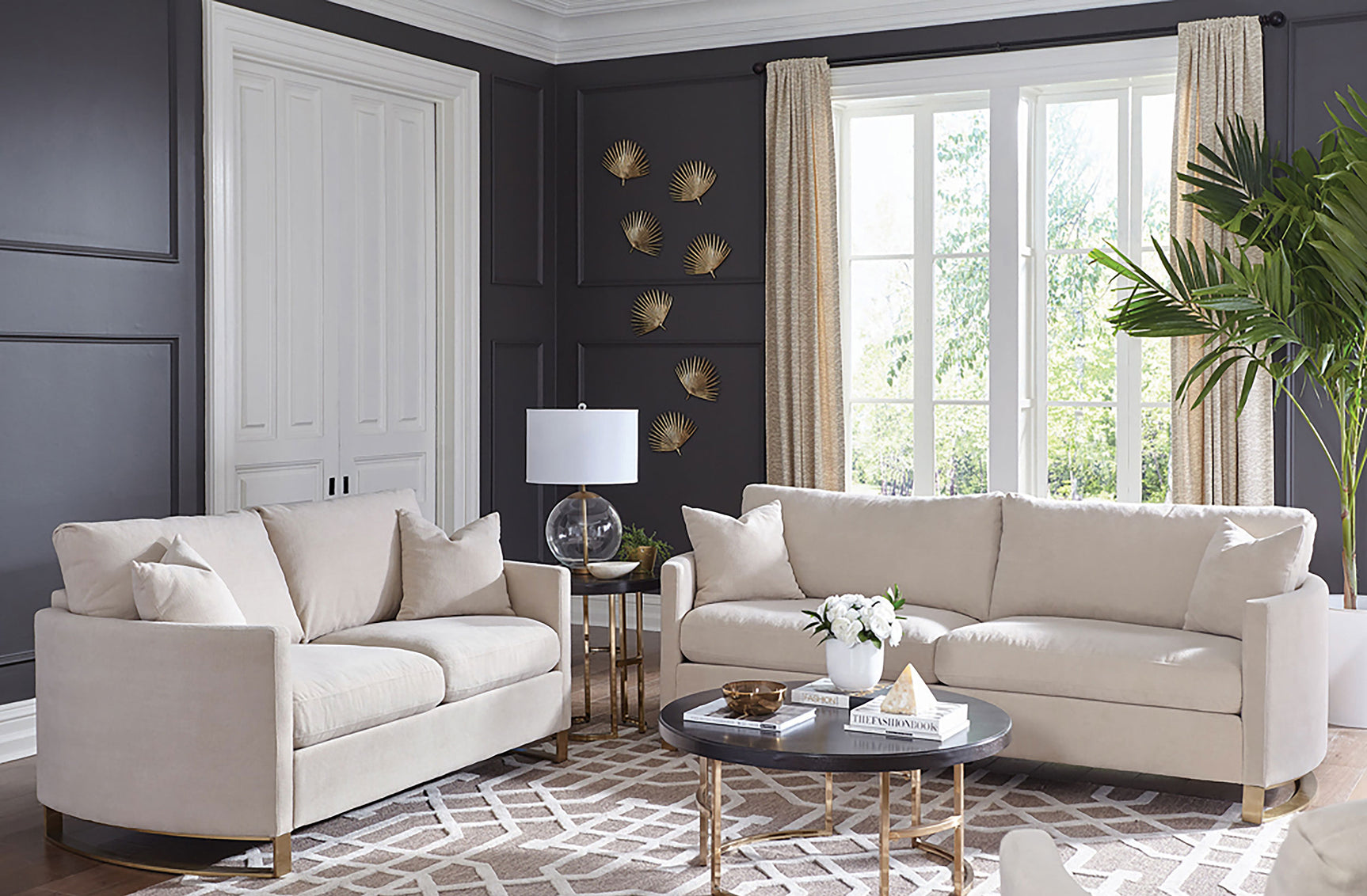Tampa Furniture Outlet - Coaster - Corliss 2-piece Upholstered Arched Arm Sofa Set Beige - 508821-S2