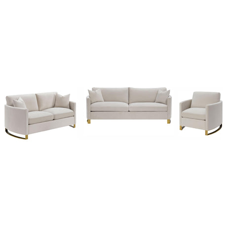 Corliss 3-piece Upholstered Arched Arm Sofa Set Beige - Tampa Furniture Outlet