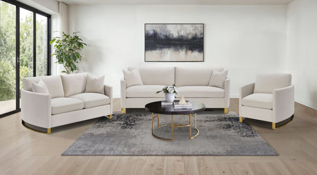 Tampa Furniture Outlet - Coaster - Corliss 3-piece Upholstered Arched Arm Sofa Set Beige - 508821-S3
