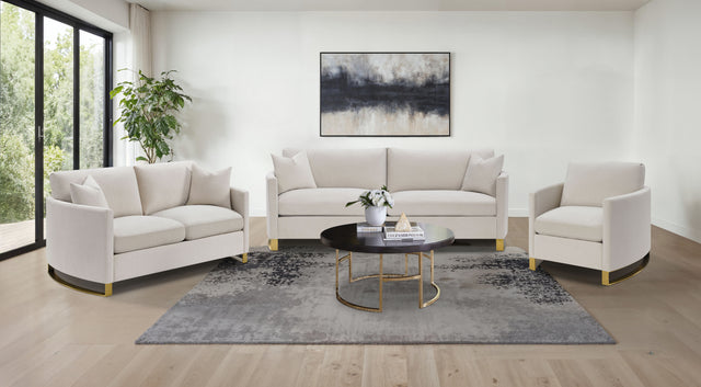 Tampa Furniture Outlet - Coaster - Corliss 3-piece Upholstered Arched Arm Sofa Set Beige - 508821-S3