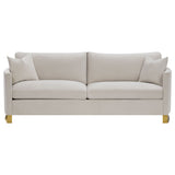 Corliss Upholstered Curved Track Arm Sofa Beige - Tampa Furniture Outlet