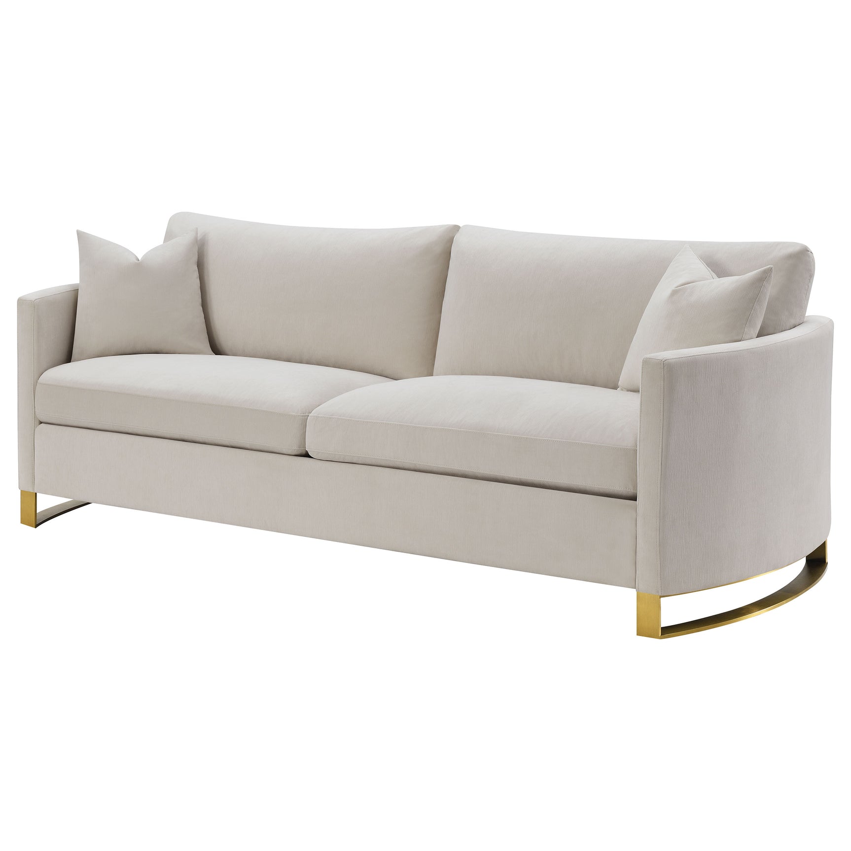Corliss Upholstered Curved Track Arm Sofa Beige - Tampa Furniture Outlet