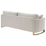 Corliss Upholstered Curved Track Arm Sofa Beige - Tampa Furniture Outlet