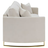 Corliss Upholstered Curved Track Arm Sofa Beige - Tampa Furniture Outlet