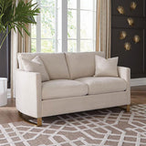 Corliss Upholstered Curved Track Arm Loveseat Beige - Tampa Furniture Outlet