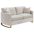 Tampa Furniture Outlet - Coaster - Corliss Upholstered Curved Track Arm Loveseat Beige - 508822