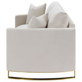 Corliss Upholstered Curved Track Arm Loveseat Beige - Tampa Furniture Outlet