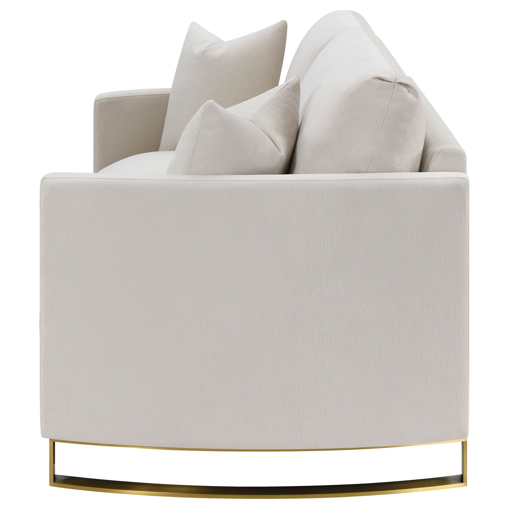 Corliss Upholstered Curved Track Arm Loveseat Beige - Tampa Furniture Outlet