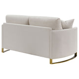 Corliss Upholstered Curved Track Arm Loveseat Beige - Tampa Furniture Outlet
