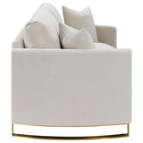 Corliss Upholstered Curved Track Arm Loveseat Beige - Tampa Furniture Outlet