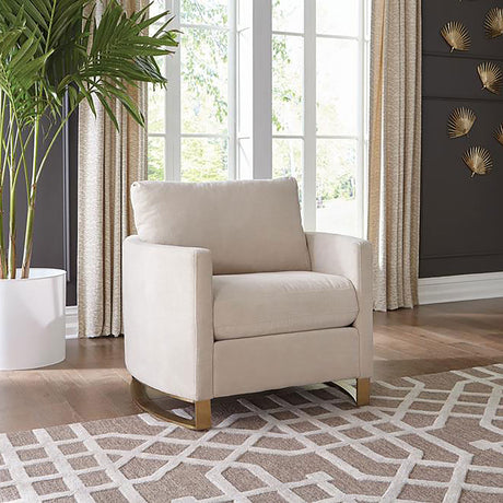 Corliss Upholstered Curved Track Arm Chair Beige - Tampa Furniture Outlet