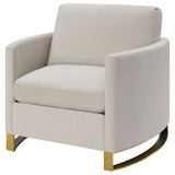 Corliss Upholstered Curved Track Arm Chair Beige - Tampa Furniture Outlet