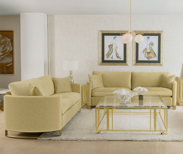Tampa Furniture Outlet - Coaster - Corliss 2-piece Velvet Upholstered Sofa Set Camel - 508824-S2