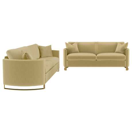 Corliss 2-piece Velvet Upholstered Sofa Set Camel - Tampa Furniture Outlet