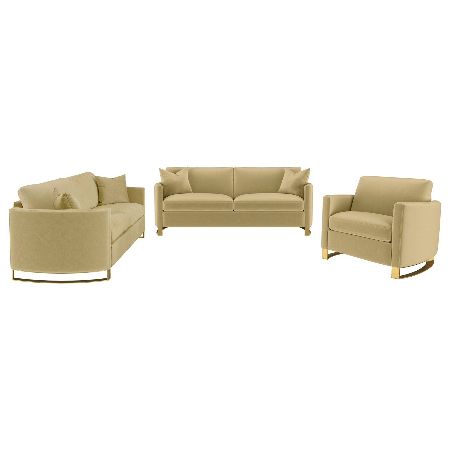 Corliss 3-piece Velvet Upholstered Sofa Set Camel - Tampa Furniture Outlet