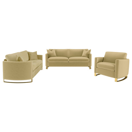 Corliss 3-piece Velvet Upholstered Sofa Set Camel - Tampa Furniture Outlet