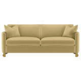 Corliss Upholstered Curved Track Arm Sofa Camel - Tampa Furniture Outlet