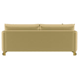 Corliss Upholstered Curved Track Arm Sofa Camel - Tampa Furniture Outlet