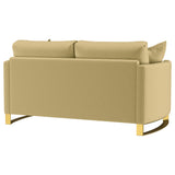 Corliss Upholstered Curved Track Arm Loveseat Camel - Tampa Furniture Outlet