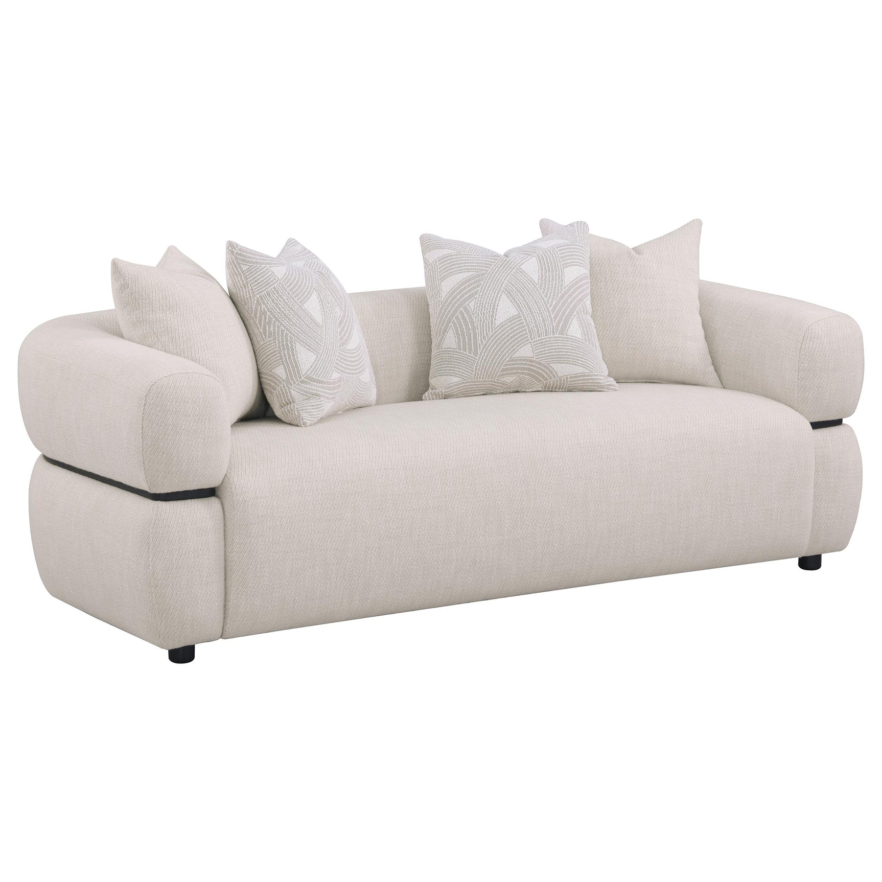 Tampa Furniture Outlet - Coaster - Jeanette 84-inch Fabric Upholstered Round Arm Sofa Beige - 508961
