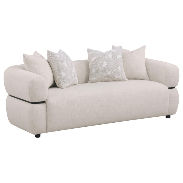 Tampa Furniture Outlet - Coaster - Jeanette 84-inch Fabric Upholstered Round Arm Sofa Beige - 508961