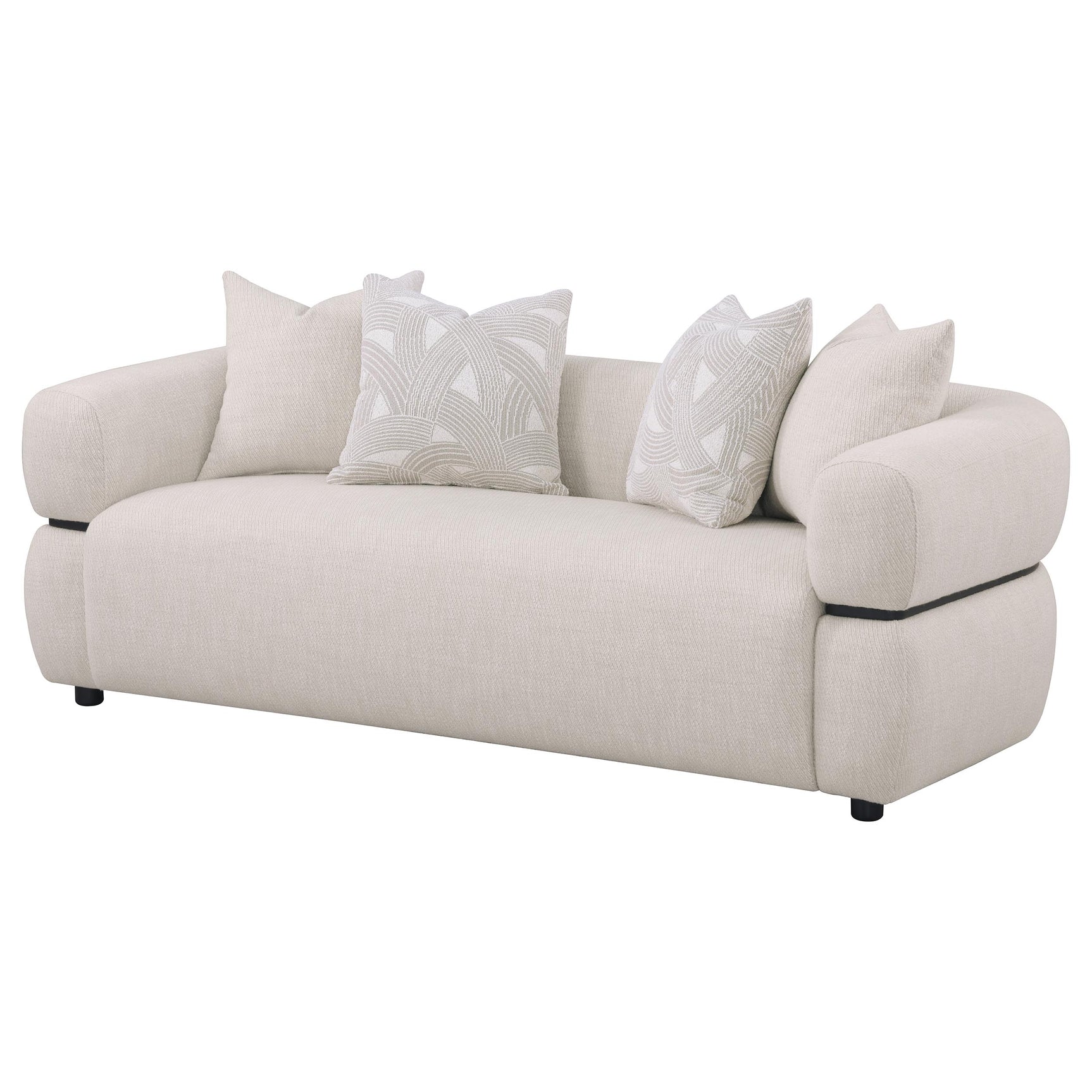 Jeanette 84-inch Fabric Upholstered Round Arm Sofa Beige