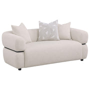 Tampa Furniture Outlet - Coaster - Jeanette 73-inch Fabric Upholstered Round Arm Loveseat Beige - 508962