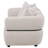 Jeanette 73-inch Fabric Upholstered Round Arm Loveseat Beige