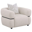 Tampa Furniture Outlet - Coaster - Jeanette Fabric Upholstered Round Arm Accent Chair Beige - 508963