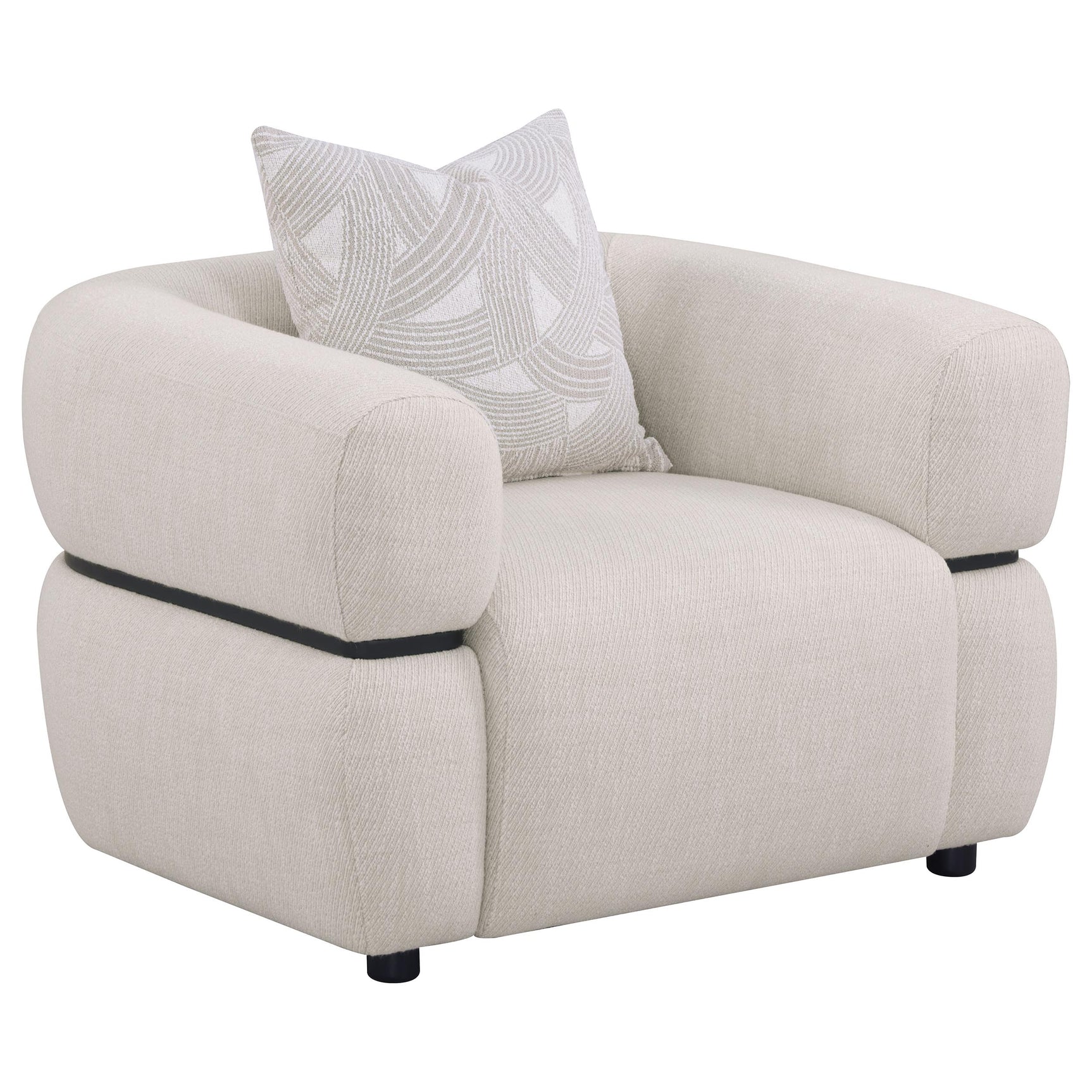 Tampa Furniture Outlet - Coaster - Jeanette Fabric Upholstered Round Arm Accent Chair Beige - 508963