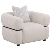 Tampa Furniture Outlet - Coaster - Jeanette Fabric Upholstered Round Arm Accent Chair Beige - 508963