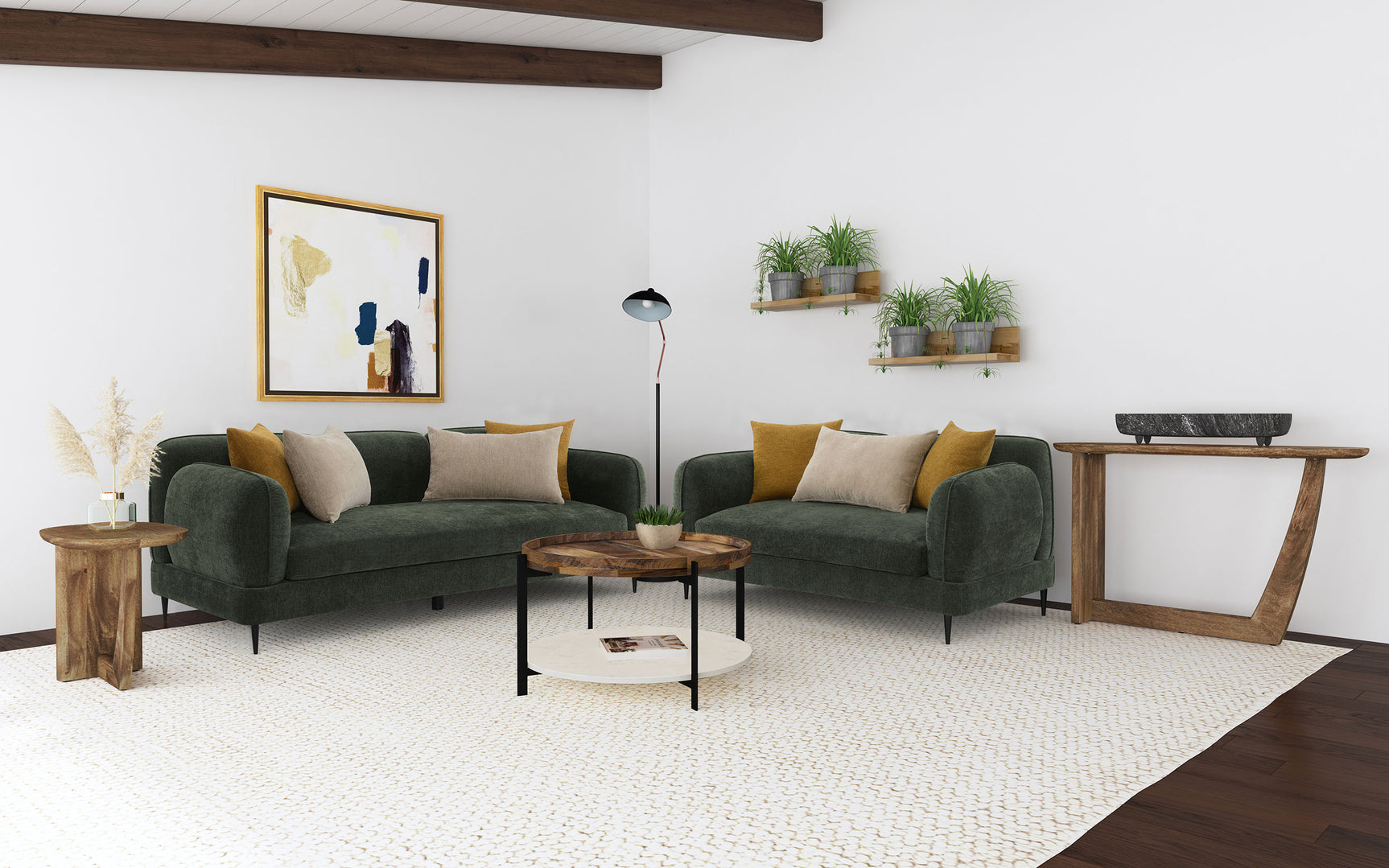 Tampa Furniture Outlet - Coaster - Jade 2-piece Chenille Upholstered Sofa Set Green - 509131-S2