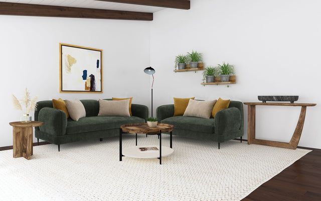 Tampa Furniture Outlet - Coaster - Jade 2-piece Chenille Upholstered Sofa Set Green - 509131-S2
