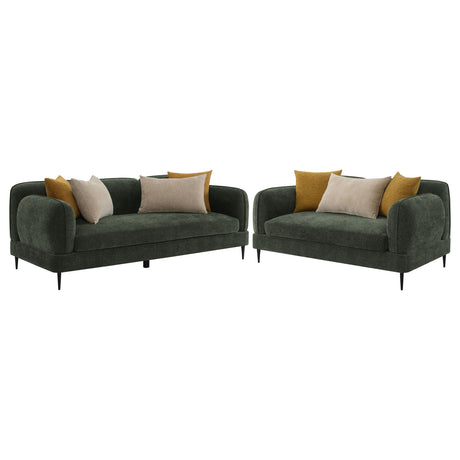 Jade 2-piece Chenille Upholstered Sofa Set Green - Tampa Furniture Outlet