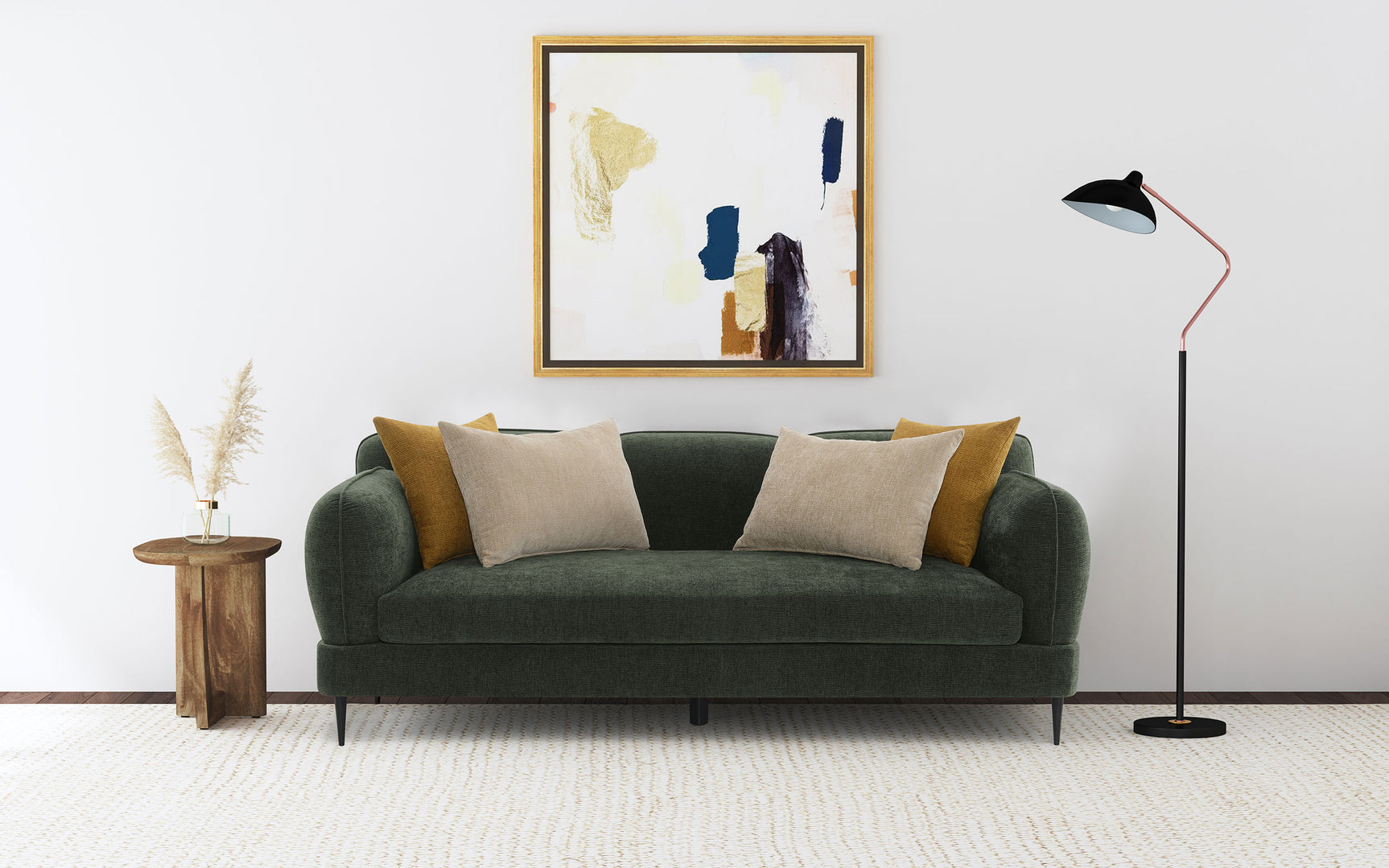 Jade Chenille Upholstered Modern Track Arm Sofa Green - Tampa Furniture Outlet