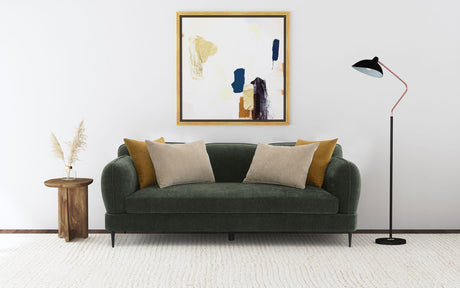 Jade Chenille Upholstered Modern Track Arm Sofa Green - Tampa Furniture Outlet