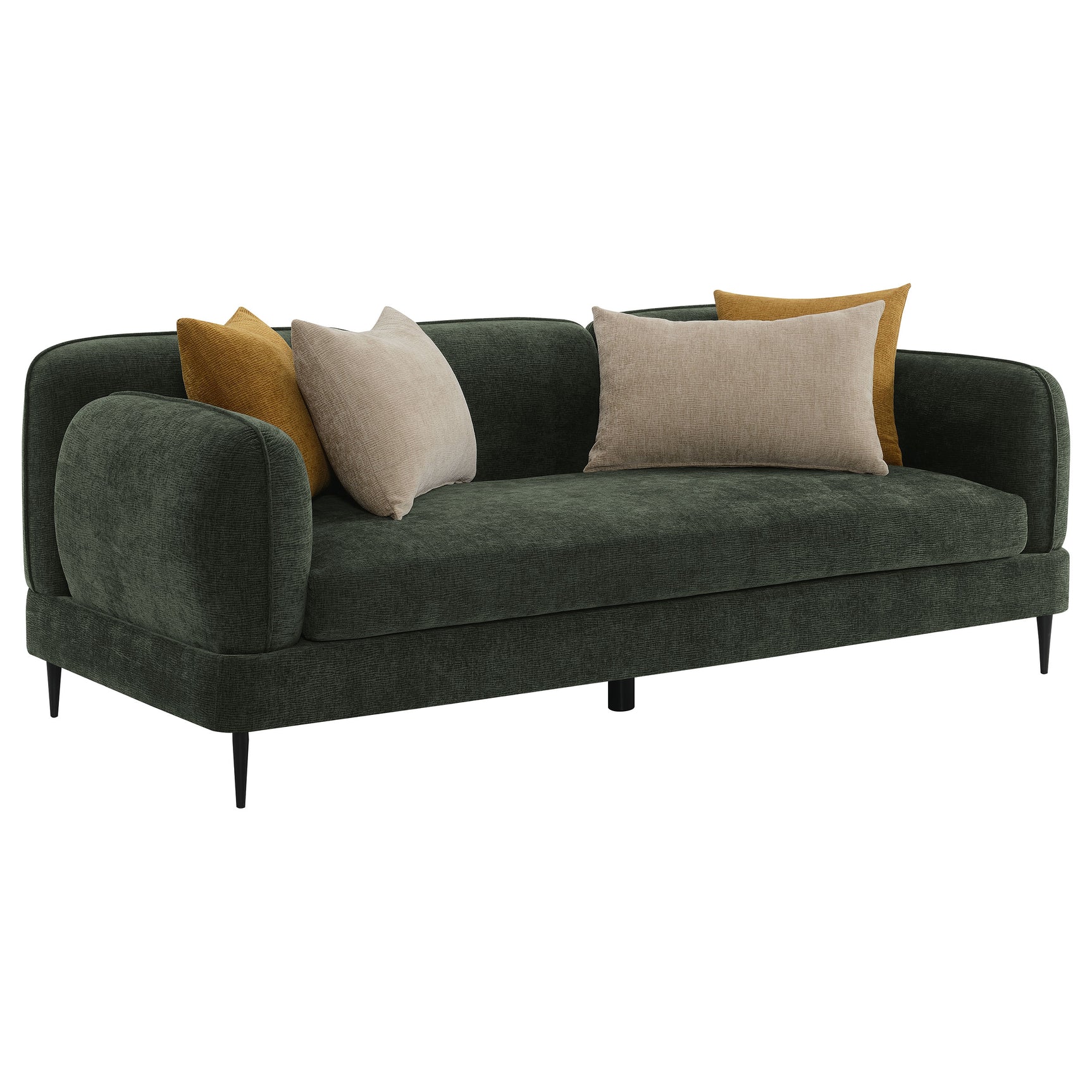 Tampa Furniture Outlet - Coaster - Jade Chenille Upholstered Modern Track Arm Sofa Green - 509131