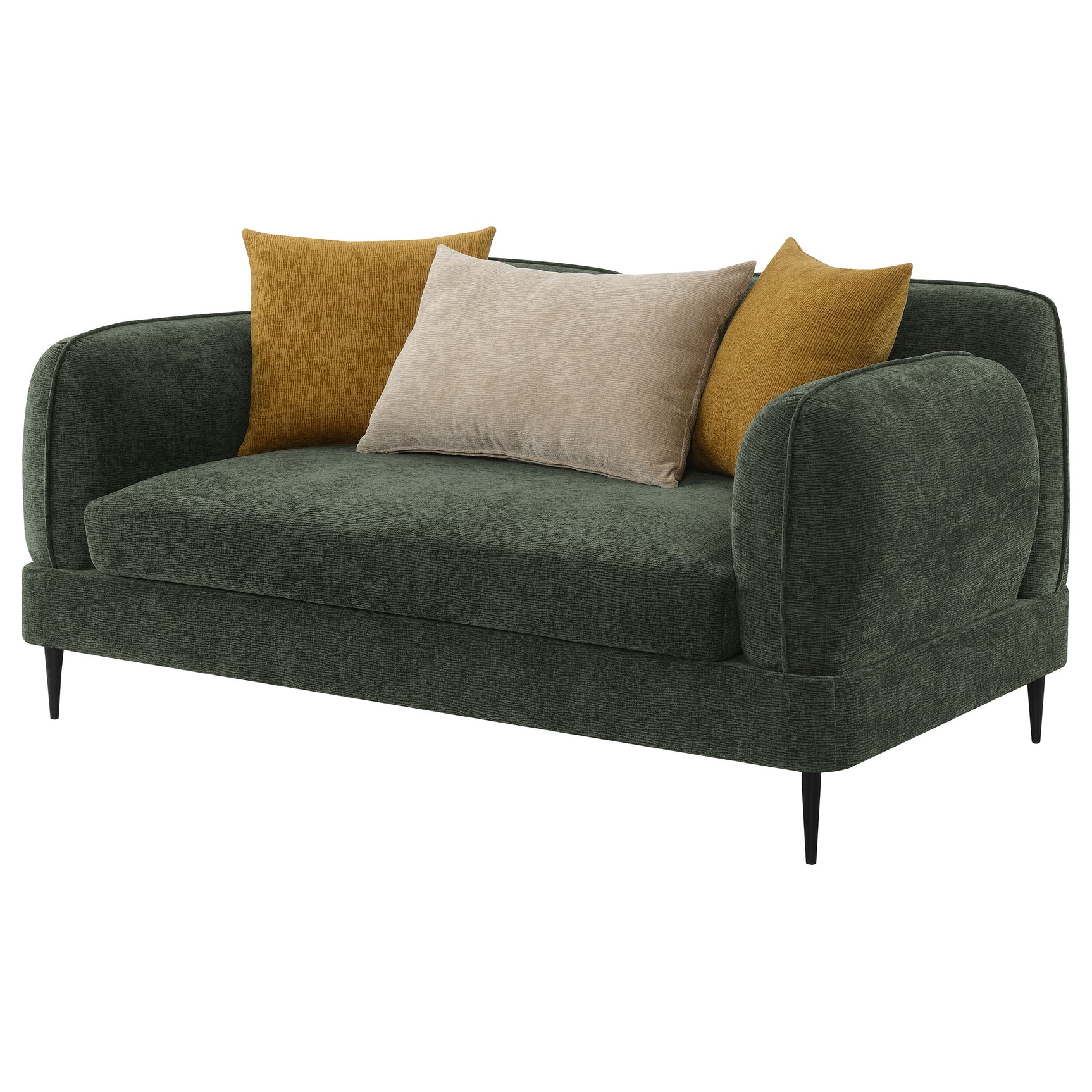 Jade Chenille Upholstered Modern Track Arm Loveseat Green - Tampa Furniture Outlet