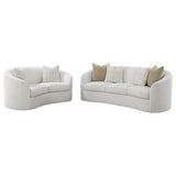 Rainn 2-piece Boucle Upholstered Sloped Arm Sofa Set Latte - Tampa Furniture Outlet