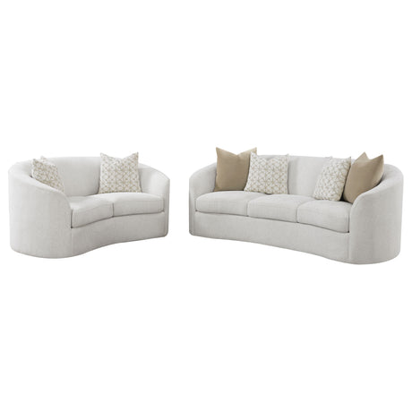 Rainn 2-piece Boucle Upholstered Sloped Arm Sofa Set Latte - Tampa Furniture Outlet