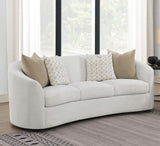 Rainn Boucle Upholstered Sloped Arm Sofa Latte - Tampa Furniture Outlet