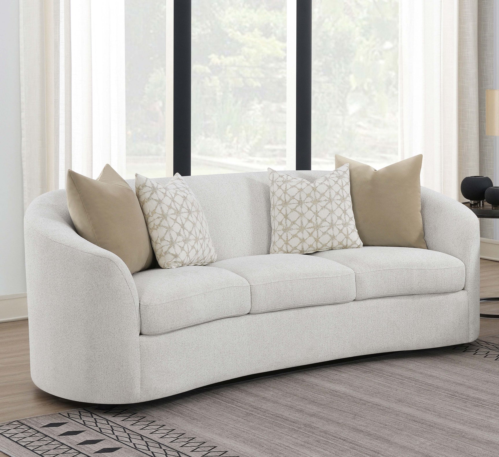 Rainn Boucle Upholstered Sloped Arm Sofa Latte - Tampa Furniture Outlet